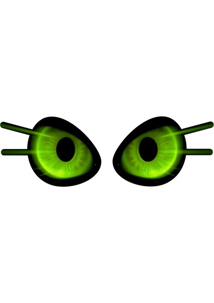 3 Adet 15X6 cm Yeşil Çift Göz Sticker Laptop Kask Araba Motor Defter Sticker