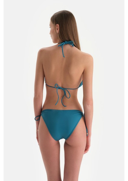 Petrol Mavi Spagetti Bikini Alt