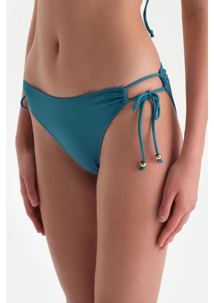 Petrol Mavi Spagetti Bikini Alt