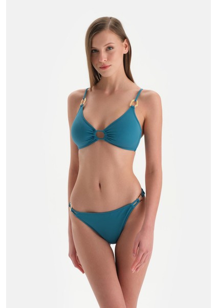 Petrol Mavi Orta Bel Bikini Alt
