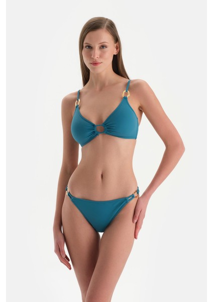 Petrol Mavi Orta Bel Bikini Alt