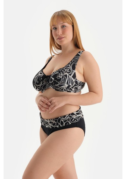 Beyaz-Siyah Yüksek Bel Bikini Alt modelleri