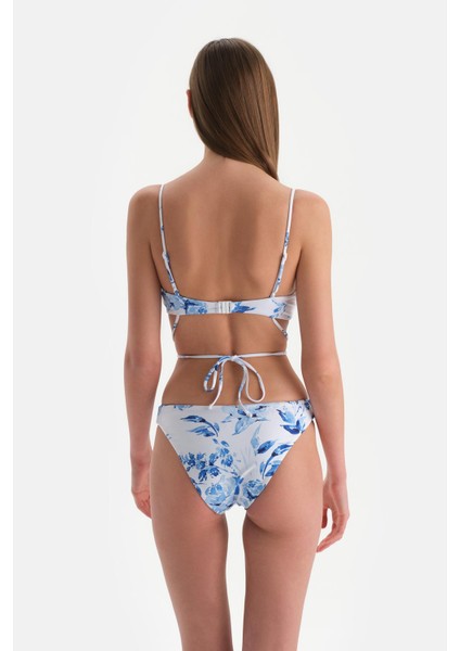 Beyaz-Mavi Yüksek Bel Bikini Altı