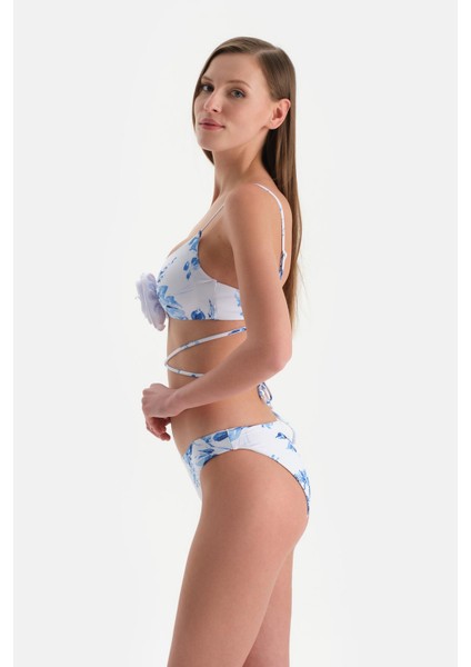 Beyaz-Mavi Yüksek Bel Bikini Altı