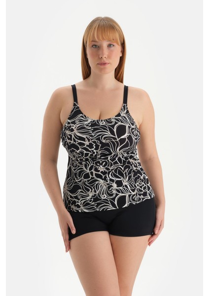 Beyaz-Siyah Toparlayıcı Kısa Şort Bikini Altı