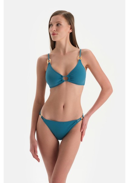 Petrol Mavi Orta Bel Bikini Alt
