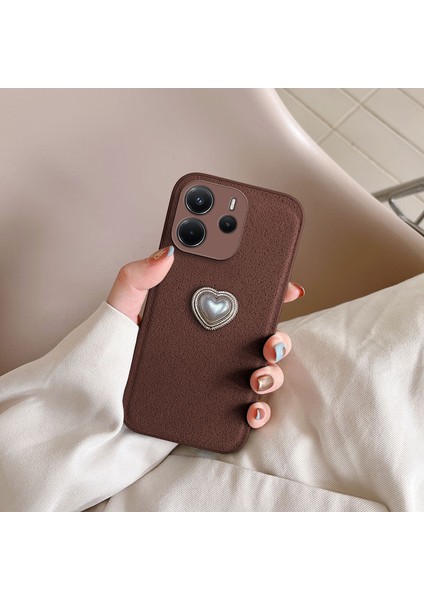 Xiaomi Redmi Note 14 Uyumlu Kılıf Zebana Velvix Silikon Kılıf Kahverengi