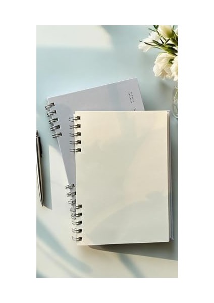 Tanıtım Spiralli 80 Yaprak Çizgisiz A5 Defter, Not Defteri, Okul Defteri, 4 Farklı Renk Seçeneği (01 Light Grey)