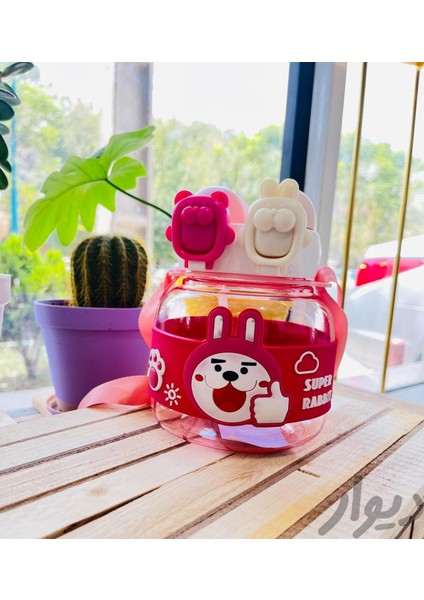 Tavşan Su Matarası Boyun Askılı Suluk Renkli Çizgi Film Ve Desenli Karakterler Çocuklara Özel Taşıması Kolay Okulda Piknikde Kullanıma Uygun 1 Litre Crk3 (Pembe)