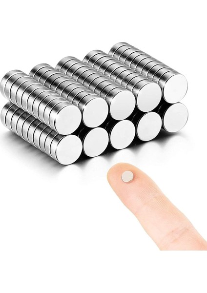 100 Adet Çap 6mm x Kalınlık 1mm Yuvarlak Süper Güçlü Neodyum Mıknatıs