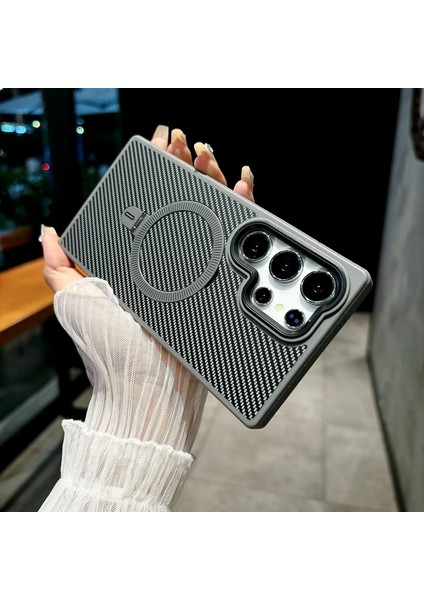 Samsung Galaxy S24 Ultra Uyumlu Kılıf Zebana Best Karbon Fiber Kılıf (Kablosuz Şarj Destekli) Gri fiyatları