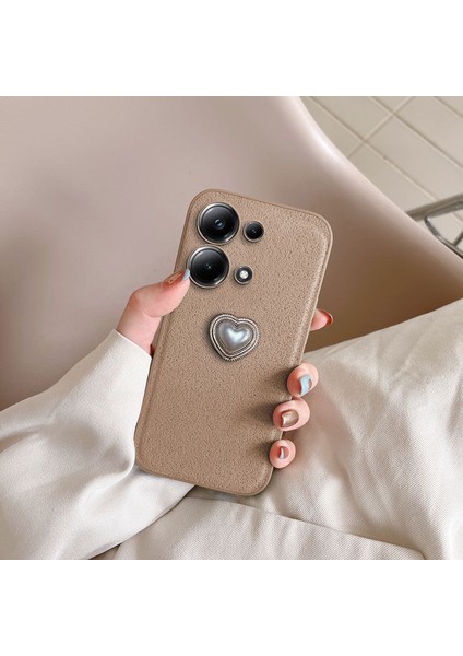 Xiaomi Redmi Note 13 4g Uyumlu Kılıf Zebana Velvix Silikon Kılıf Açık Kahverengi