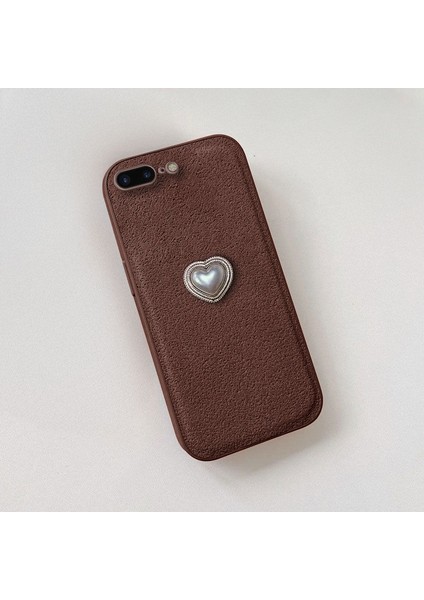 Apple iPhone 8 Plus Uyumlu Kılıf Zebana Velvix Silikon Kılıf Kahverengi