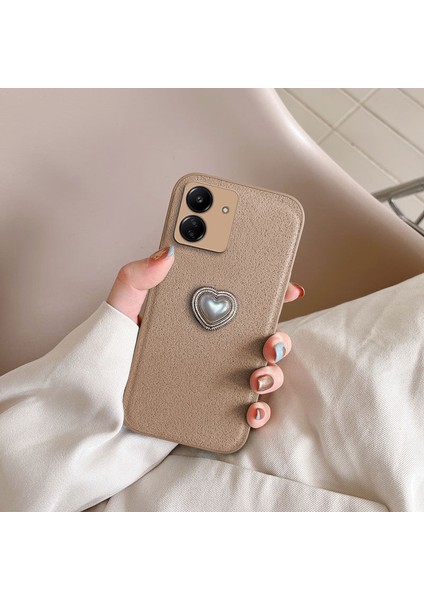 Xiaomi Poco C65 Uyumlu Kılıf Zebana Velvix Silikon Kılıf Açık Kahverengi