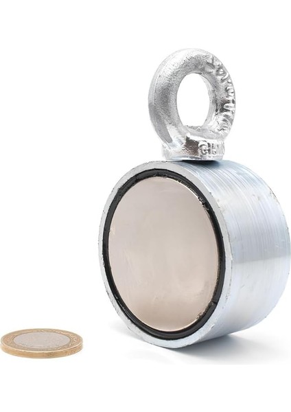 Magneteksan Çift Taraflı (Double Sided) Pot Mıknatıs Ø60 mm Fishing Magnet - 360° Çekim Gücü - 150-200 kg - Deniz Mıknatısı