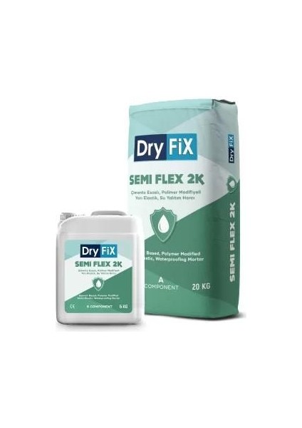 Semi Flex 2k Yarı Elastik Çimento Esaslı Sürme Su Yalıtımı 25 kg Set