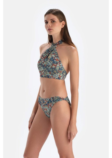 Kiremit-Mavi Düşük Bel Bikini Alt