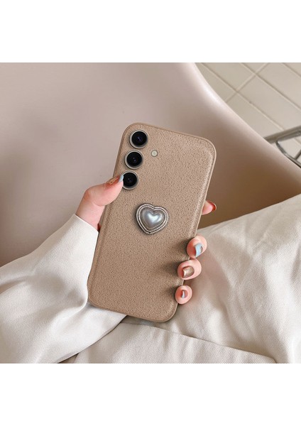 Samsung Galaxy S24 Plus Uyumlu Kılıf Zebana Velvix Silikon Kılıf Açık Kahverengi