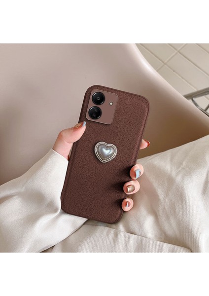 Xiaomi Poco C65 Uyumlu Kılıf Zebana Velvix Silikon Kılıf Kahverengi
