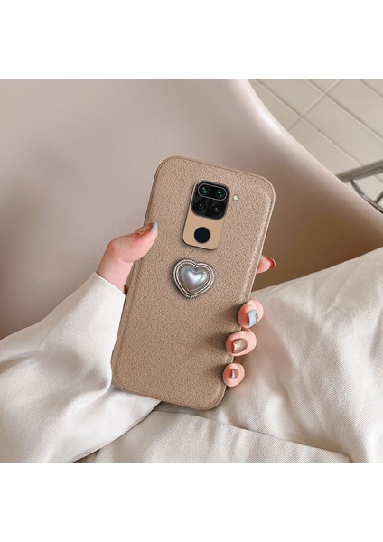 Xiaomi Redmi Note 9 Uyumlu Kılıf Zebana Velvix Silikon Kılıf Açık Kahverengi