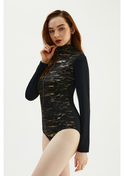 Siyah 2287ESMY Uzun Kollu Fermuarlı Mayo fiyatları