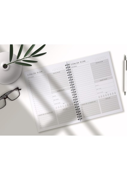Tanıtım 120 Günlük Tarihsiz Spiralli Planlayıcı - A5 Boyutu, 60 Yaprak (120 Sayfa), 90 Gr. Ivory Kağıt (Kraft Kapak)