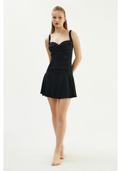 Siyah 2273ESMY Drapeli Etekli Mayo