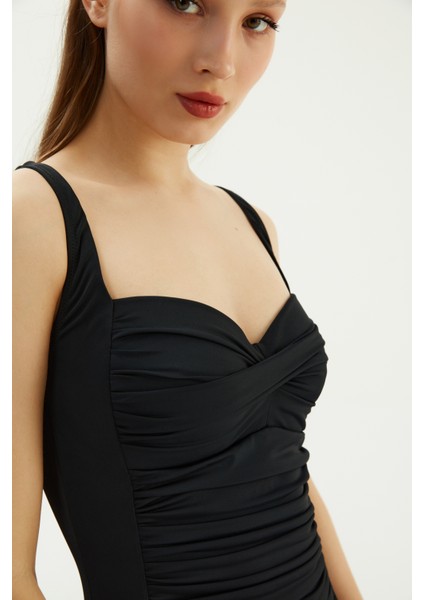 Siyah 2273ESMY Drapeli Etekli Mayo modelleri