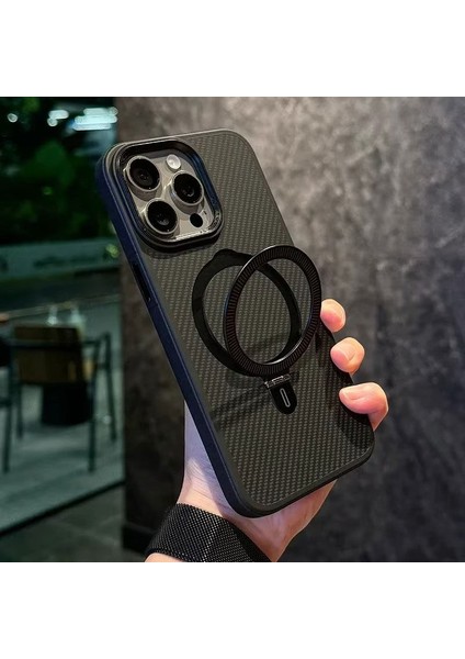 Apple iPhone 14 Pro Max Uyumlu Kılıf Zebana Best Karbon Fiber Kılıf (Kablosuz Şarj Destekli) Siyah