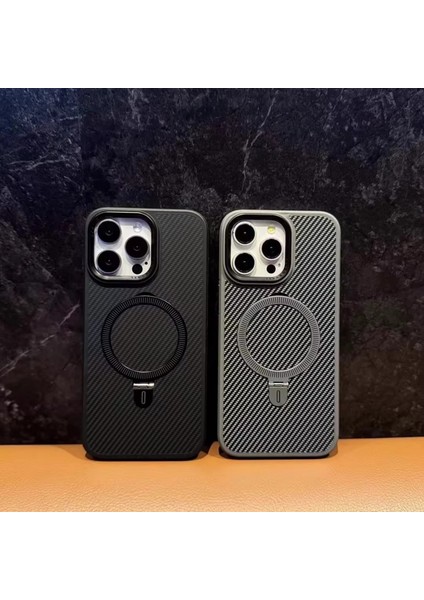 Apple iPhone 14 Pro Max Uyumlu Kılıf Zebana Best Karbon Fiber Kılıf (Kablosuz Şarj Destekli) Siyah