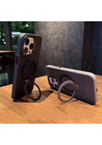 Apple iPhone 14 Pro Max Uyumlu Kılıf Zebana Best Karbon Fiber Kılıf (Kablosuz Şarj Destekli) Siyah