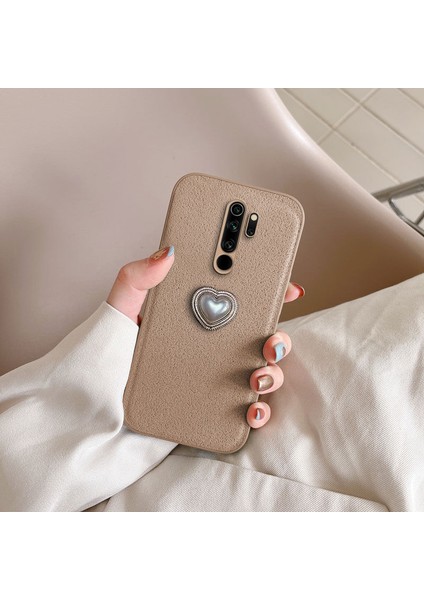 Xiaomi Redmi Note 8 Pro Uyumlu Kılıf Zebana Velvix Silikon Kılıf Açık Kahverengi