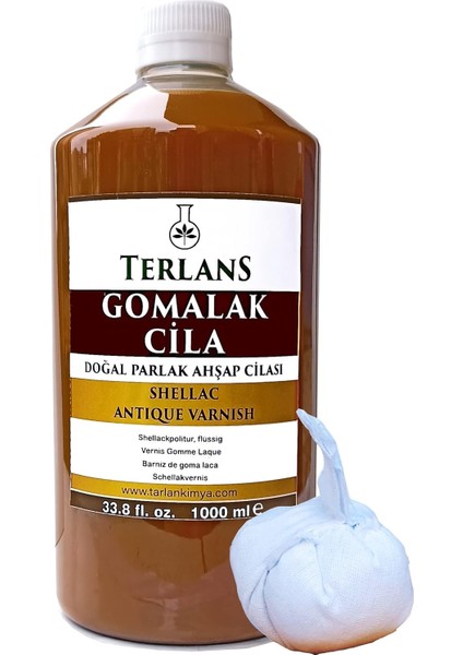 Doğal Ahşap Cilası Gomalak 1000 ml Shellac + Sürme Topu