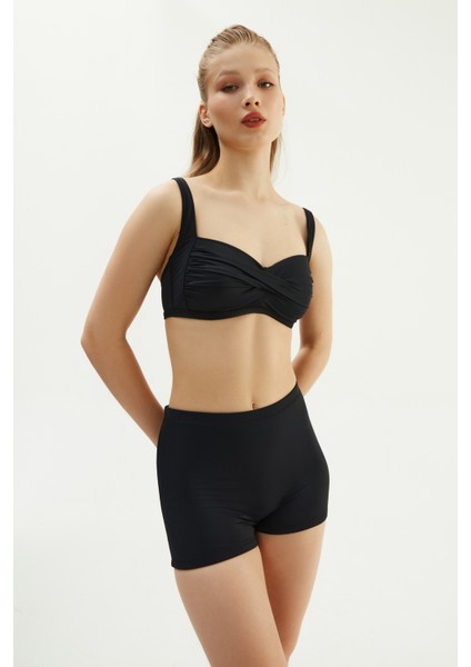 Siyah 2093ESBK Şortlu Toparlayıcı Bikini Tk.