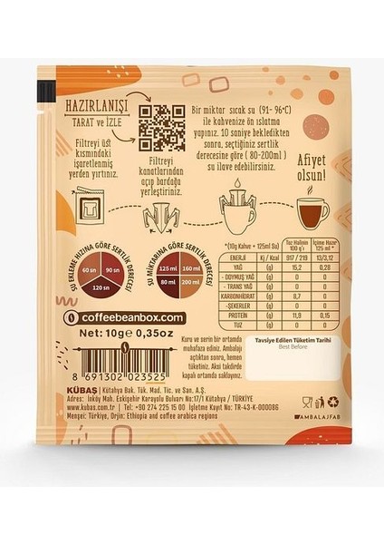 Ethiopia Filtre Kahve 10 gr x 10 Adet Aç-Iç-At