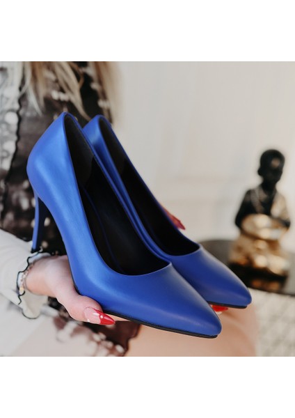 Jilya Mavi Cilt Stiletto Ayakkabı - Lisinya