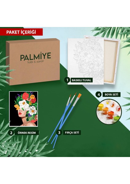 Sayılarla Boyama Tuval Seti Fırça Boya Dahil (Çıtalı) 40X50 cm - Cadde