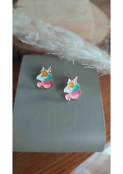 Çelik Unicorn Çocuk Küpesi