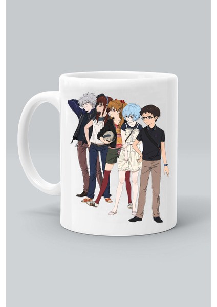 Anime Karakter Neon Genesis Evangelion Mix Baskılı Beyaz Kupa Bardak