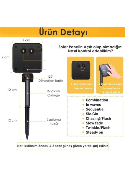 100 Ledli 12 Metre Solar Şerit Bahçe Dekorasyon Aydınlatma | Sarı Işık – Güneş Enerjili fırsatları