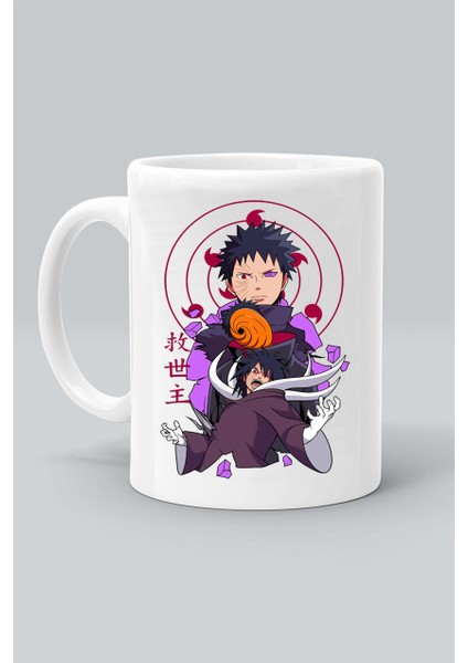 Anime Karakter Madara Obito Tobi Baskılı Beyaz Kupa Bardak