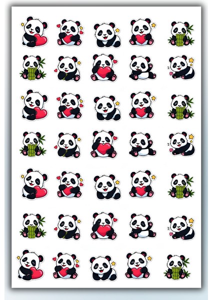Panda Temalı Sticker Planner Ajanda Bullet Journal Için Uygun