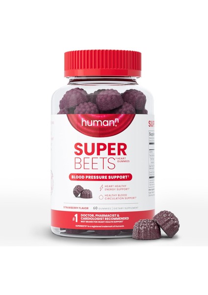 Superbeets Strawberry Flavor Blood Pressure Support 60 Gummies