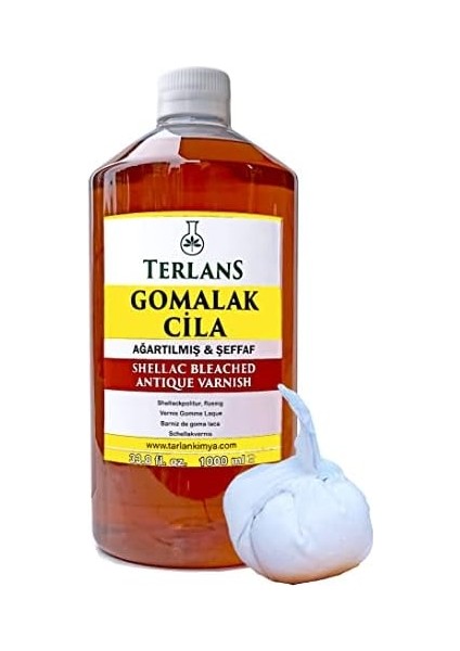 Ağartılmış Şeffaf Gomalak Cilası 1000 ml Shellac Bleached + Sürme Topu