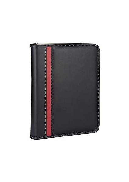2025 Ajanda Suni Deri Fermuarlı 4 Halka Mekanizmalı Hesap Makineli Organizer, Siyah, 21X27 cm