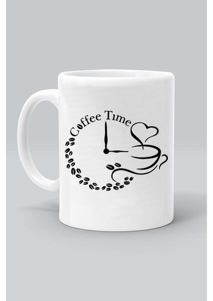 Coffee Time Kahve Zamanı Baskılı Beyaz Kupa Bardak