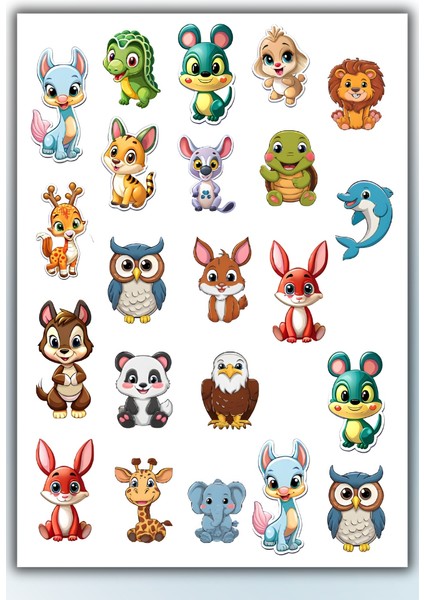 Sevimli Hayvanlar Temalı Sticker Planner Ajanda Bullet Journal Için Uygun