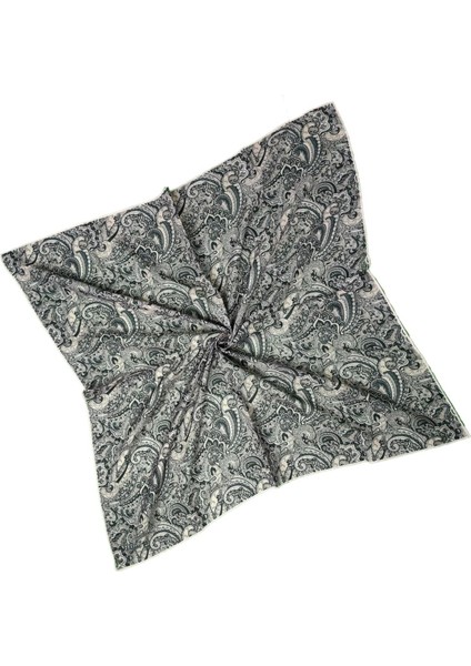 Ebruli Pamuklu Etnik Desenli Soft Eşarp – 90X90 cm
