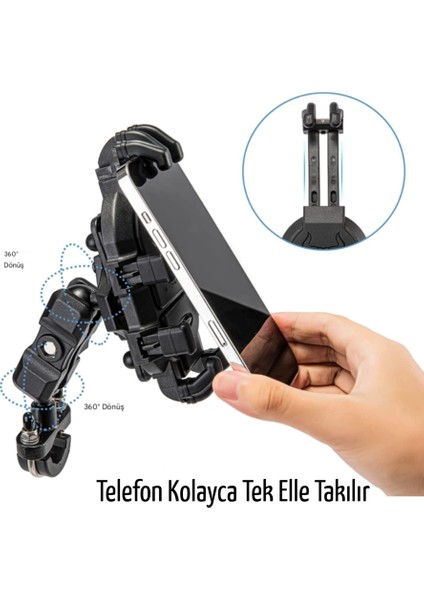 Gm3 Gidona Bağlanan Motosiklet Telefon Tutucu Bisiklet /Elektrikli Scooter Uyumlu 360° Yatay Dikey Kullanım indirimleri