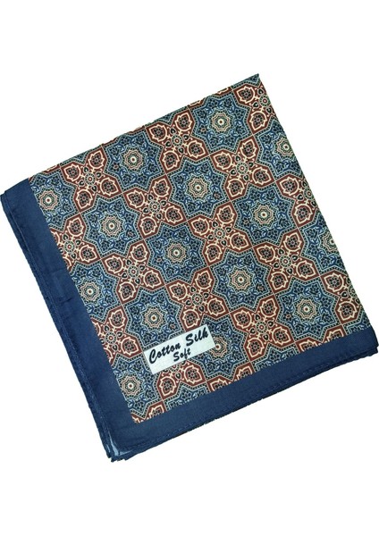 Ebruli Pamuklu Etnik Desenli Soft Eşarp – 90X90 cm